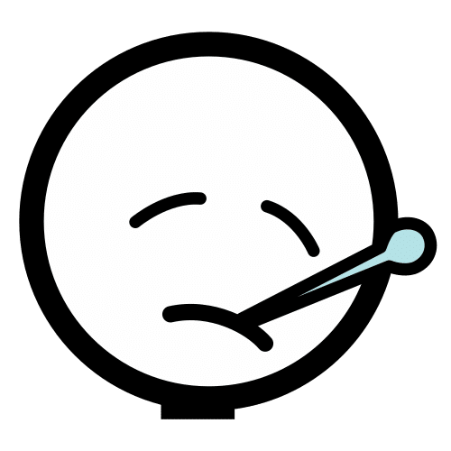 Face with a thermometer in the mouth