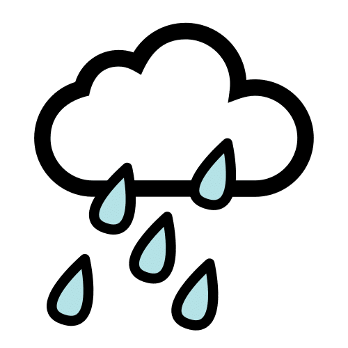 Raindrops falling from a white cloud