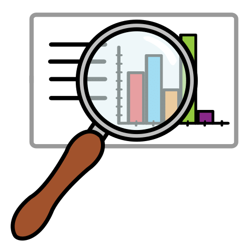 Microscope enlarging a bar graph