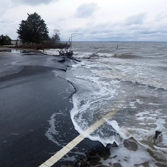 A street that has broken floods during a storm
